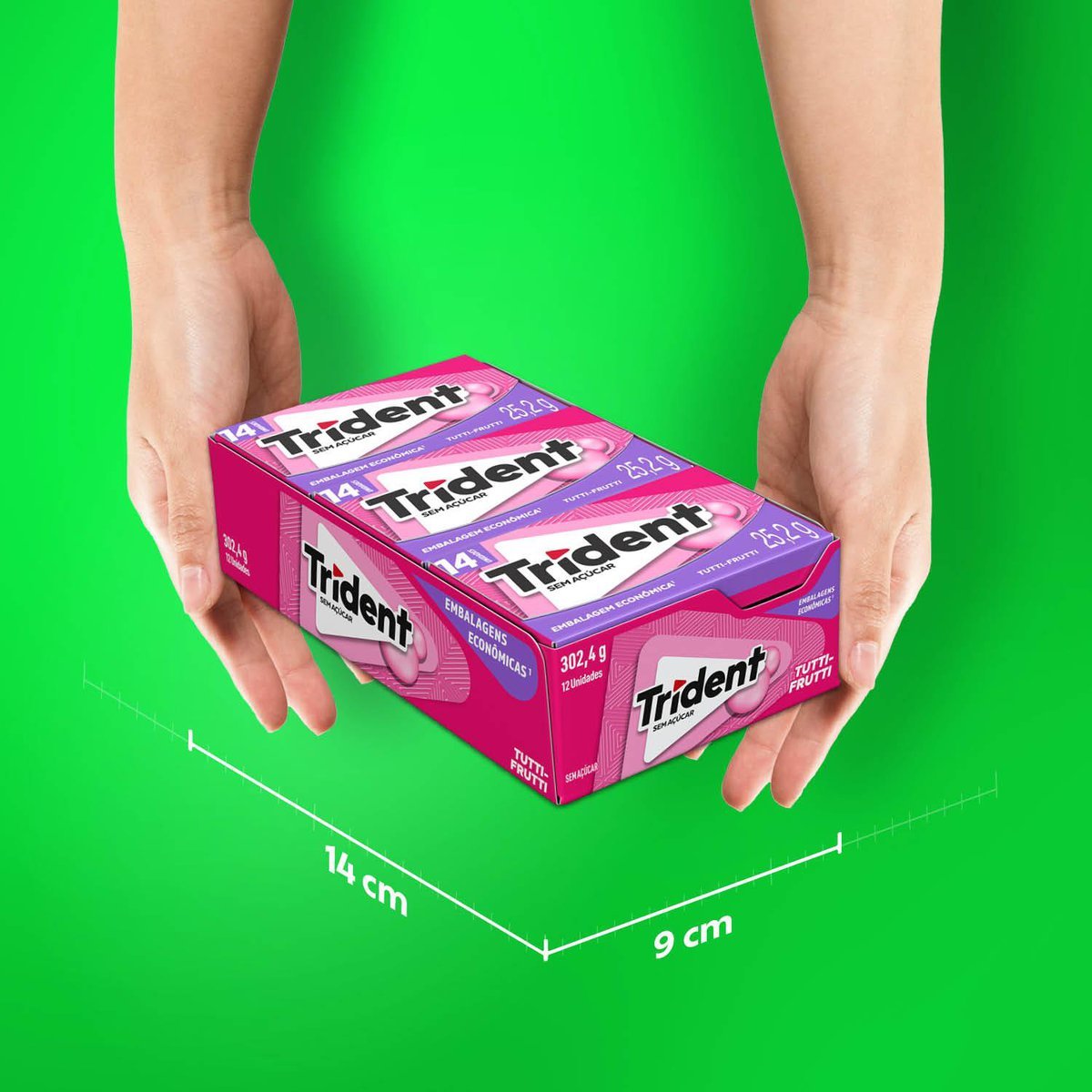 Chiclete Trident Tutti-frutti Sem Acar - Caixa com 12 unid. de 25,2g
