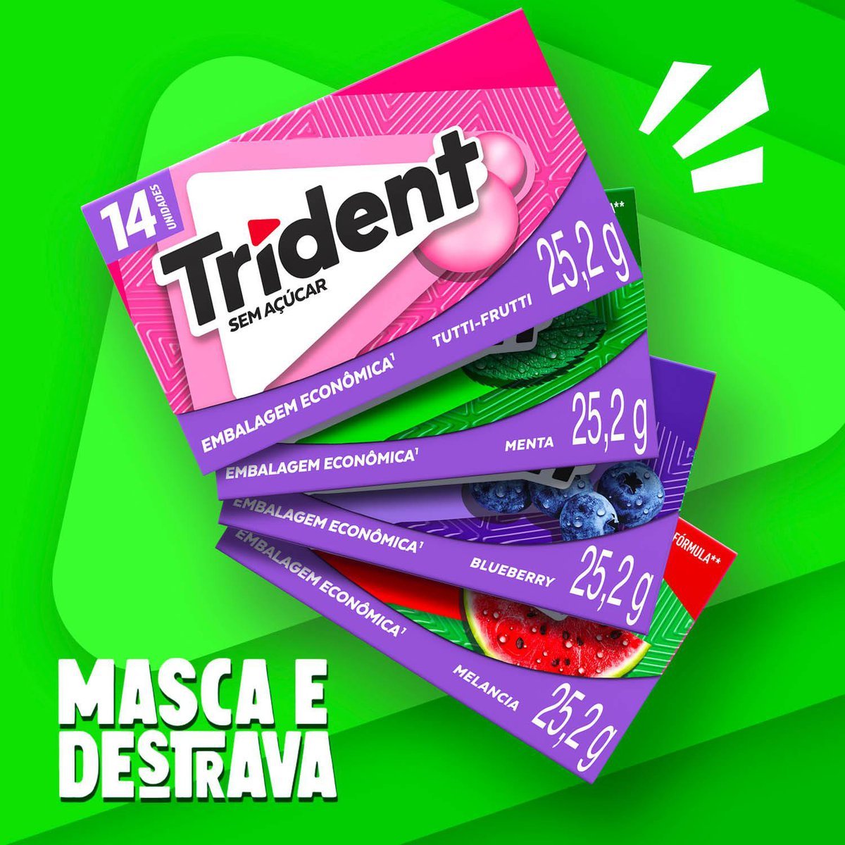 Chiclete Trident Tutti-frutti Sem Acar - Caixa com 12 unid. de 25,2g