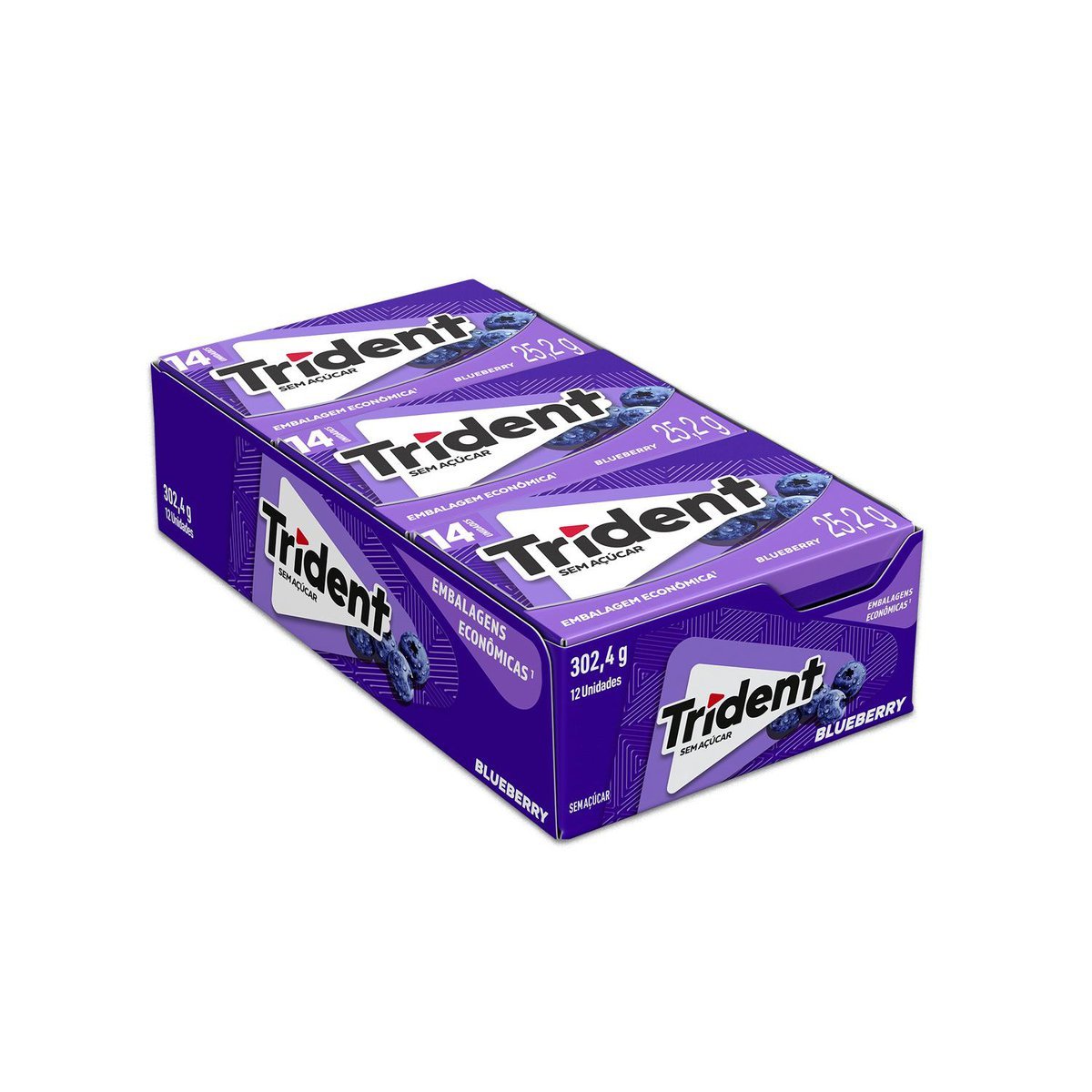 Chiclete Trident Blueberry Sem Acar - Caixa com 12 unid. de 25,2g