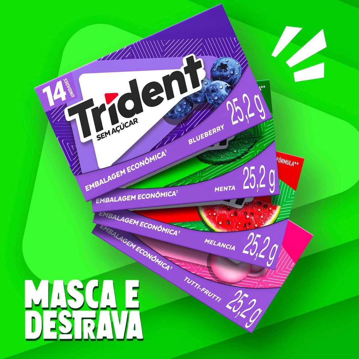 Chiclete Trident Blueberry Sem Acar - Caixa com 12 unid. de 25,2g