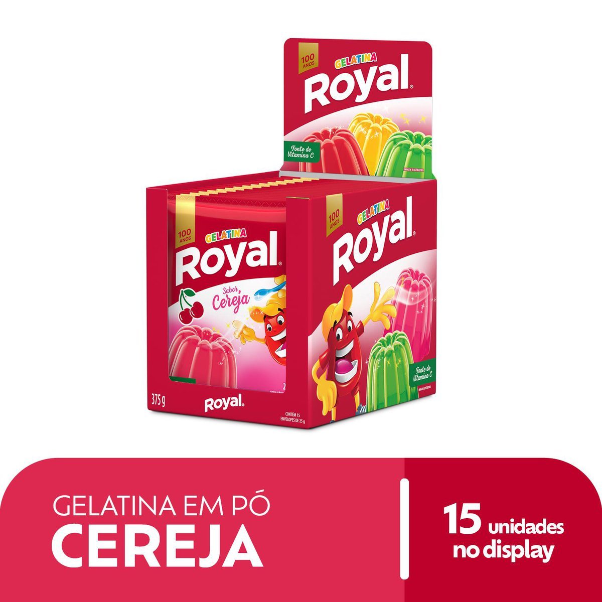 Gelatina Em P Royal Cereja Caixa Com 15 Unidades De 25g