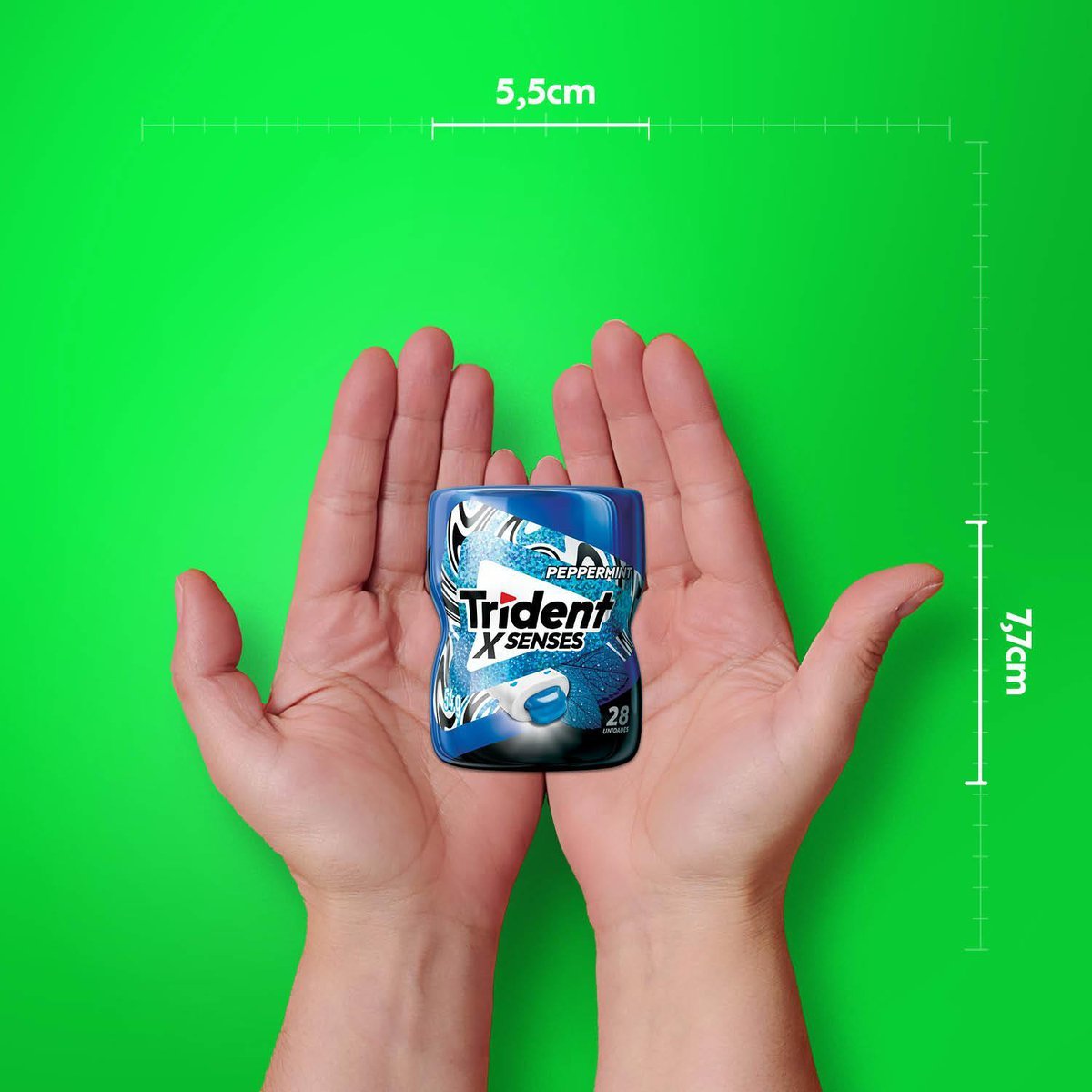 Chiclete Trident XSenses Peppermint Sem Acar Garrafa - Caixa com 6 unid. de 54g