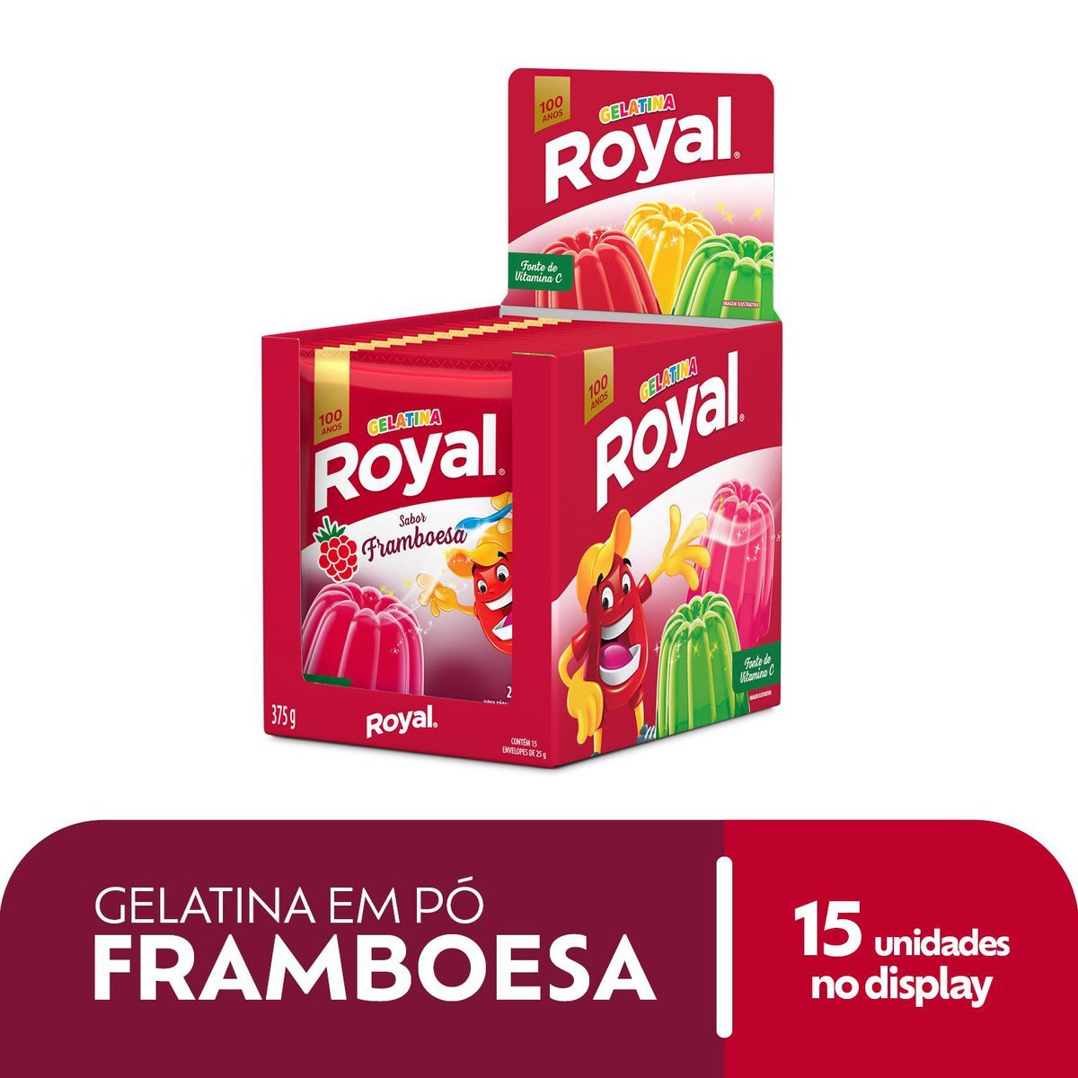 Gelatina Em P Royal Framboesa Caixa Com 15 Unidades De 25g