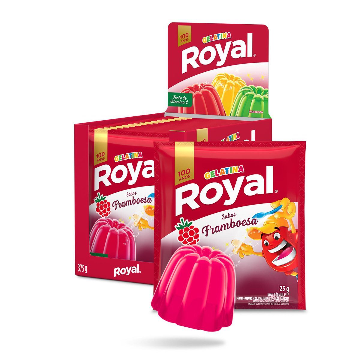 Gelatina Em P Royal Framboesa Caixa Com 15 Unidades De 25g