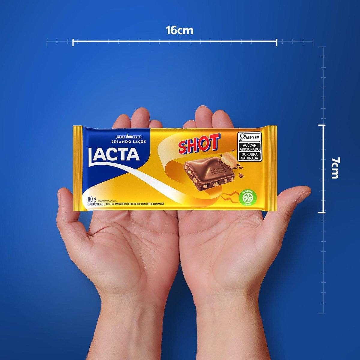 Chocolate Lacta ao leite com amendoim Shot 80g