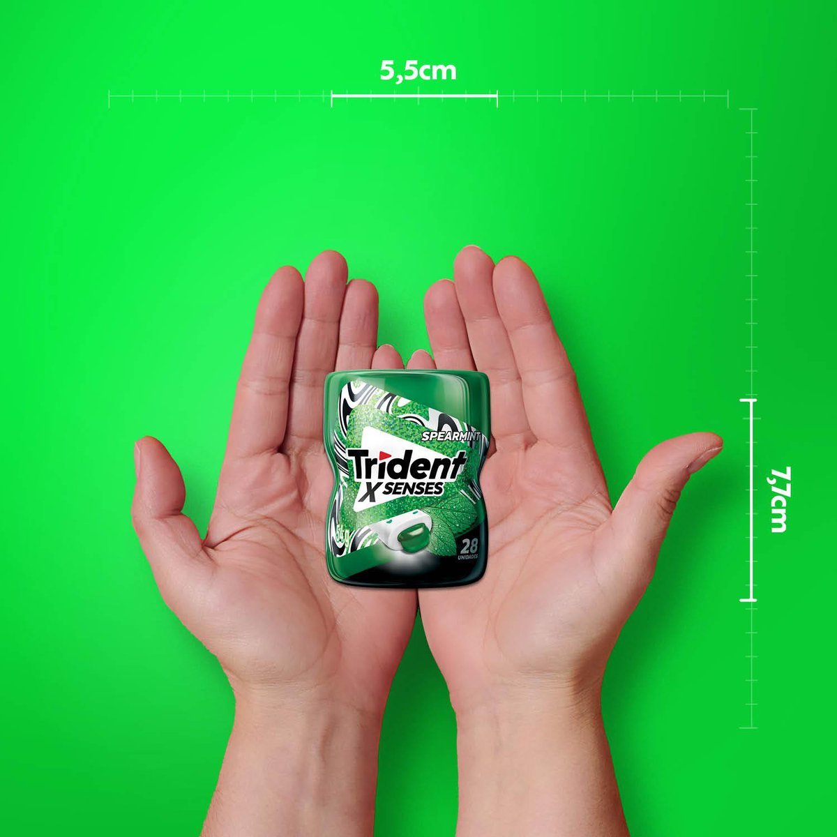 Chiclete Trident XSenses Spearmint Sem Acar Garrafa - Caixa com 6 unid. de 54g