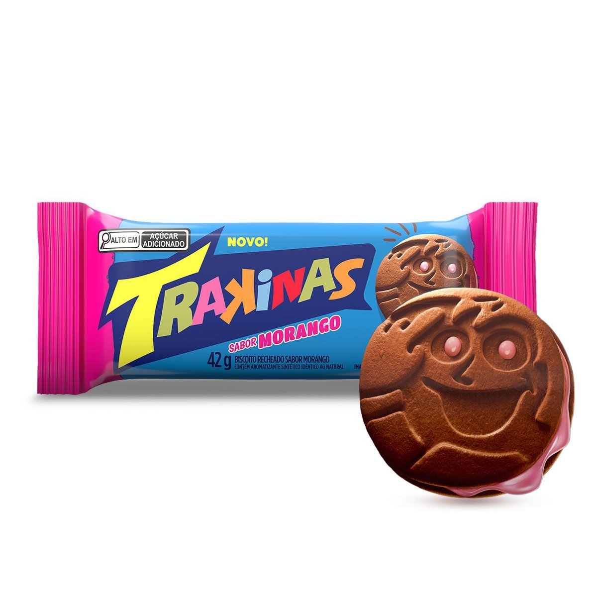Biscoito Recheado Trakinas Morango 42g