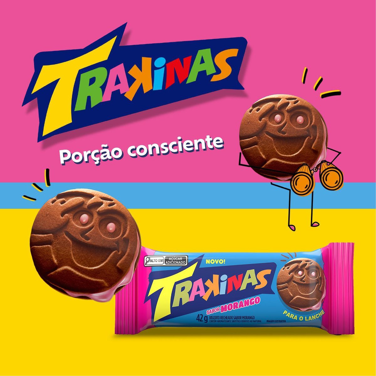 Biscoito Recheado Trakinas Morango 42g