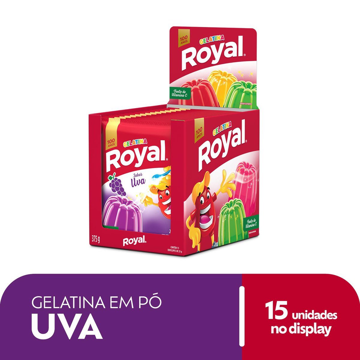 Gelatina Em P Royal Uva Caixa Com 15 Unidades De 25g