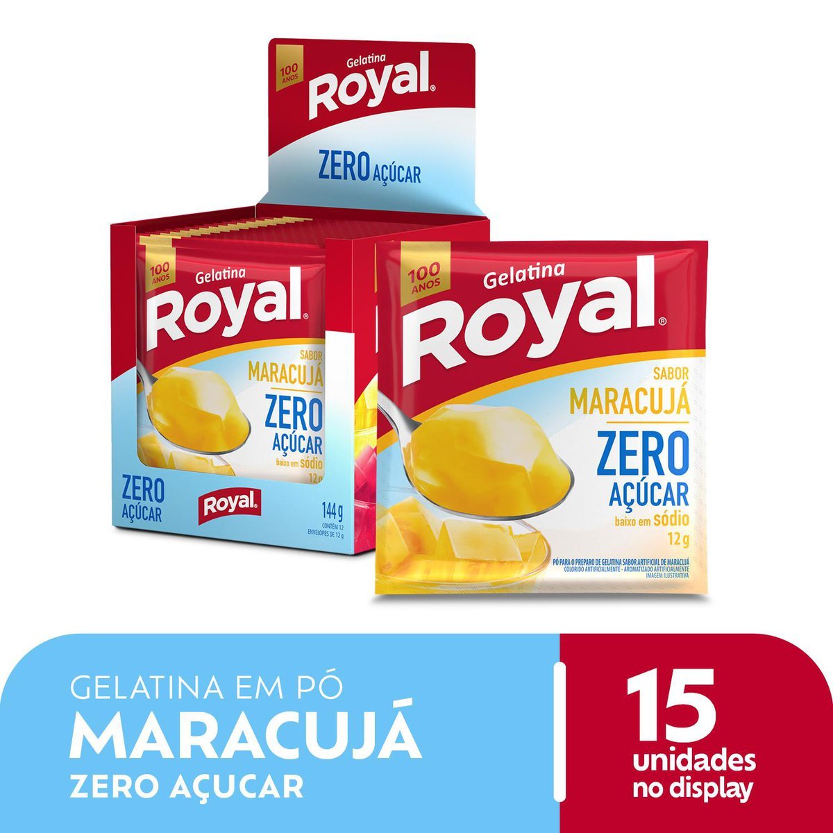 Gelatina Em P Royal Zero Acar Maracuj Caixa Com 12 Unidades De 12g