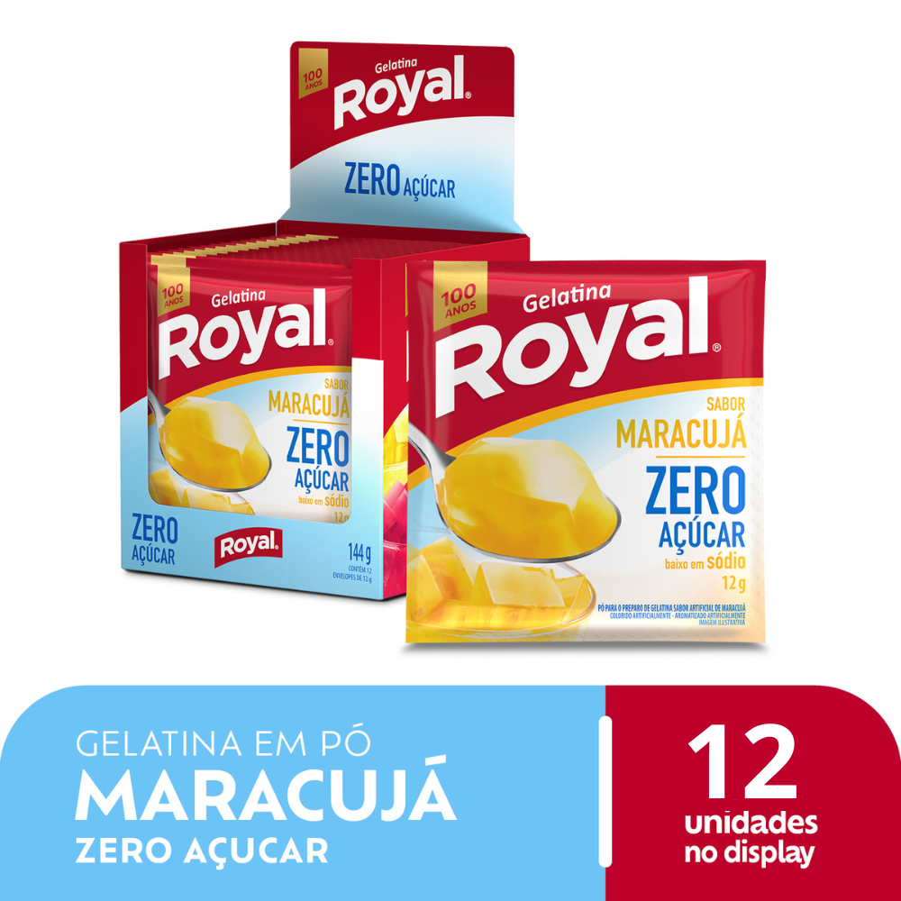 Gelatina Em P Royal Zero Acar Maracuj Caixa Com 12 Unidades De 12g