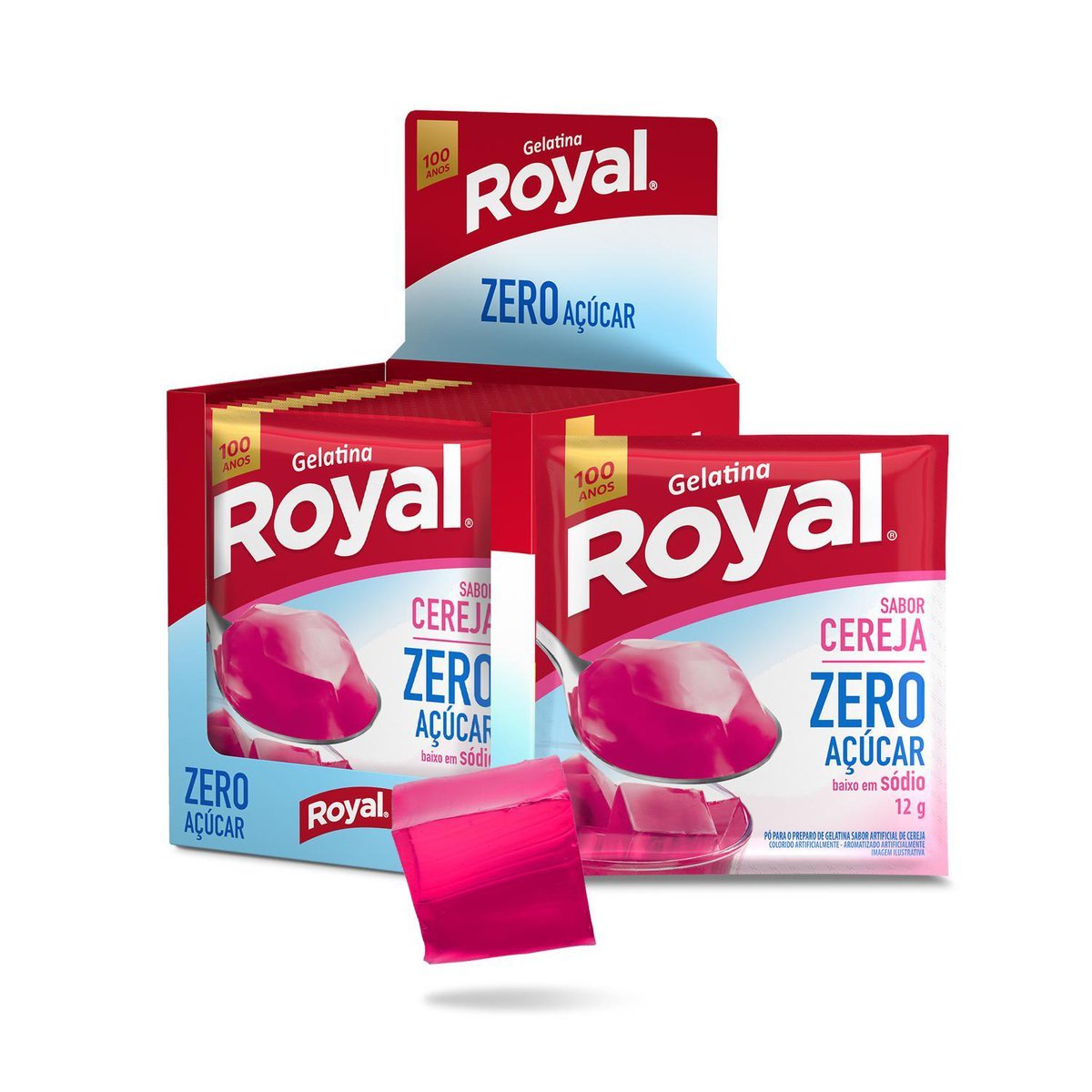 Gelatina Em P Royal Zero Acar Cereja Caixa Com 12 Unidades De 12g
