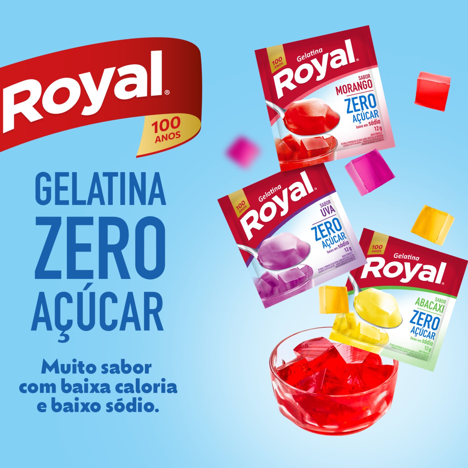 Gelatina Em P Royal Zero Acar Cereja Caixa Com 12 Unidades De 12g