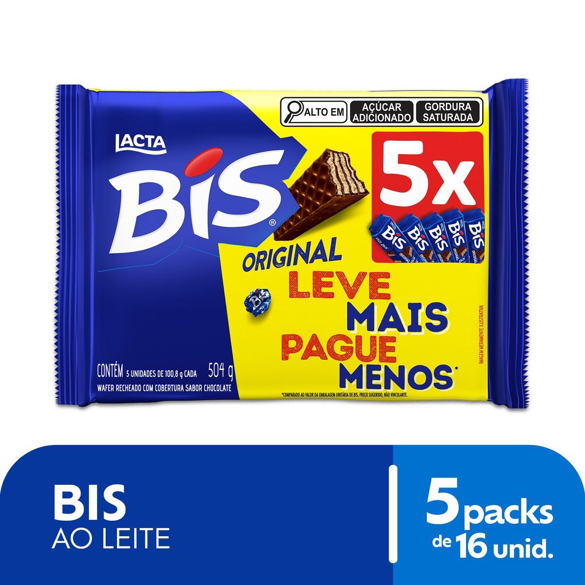 Bis Ao Leite - Kit com 5 unidades de 100,8g
