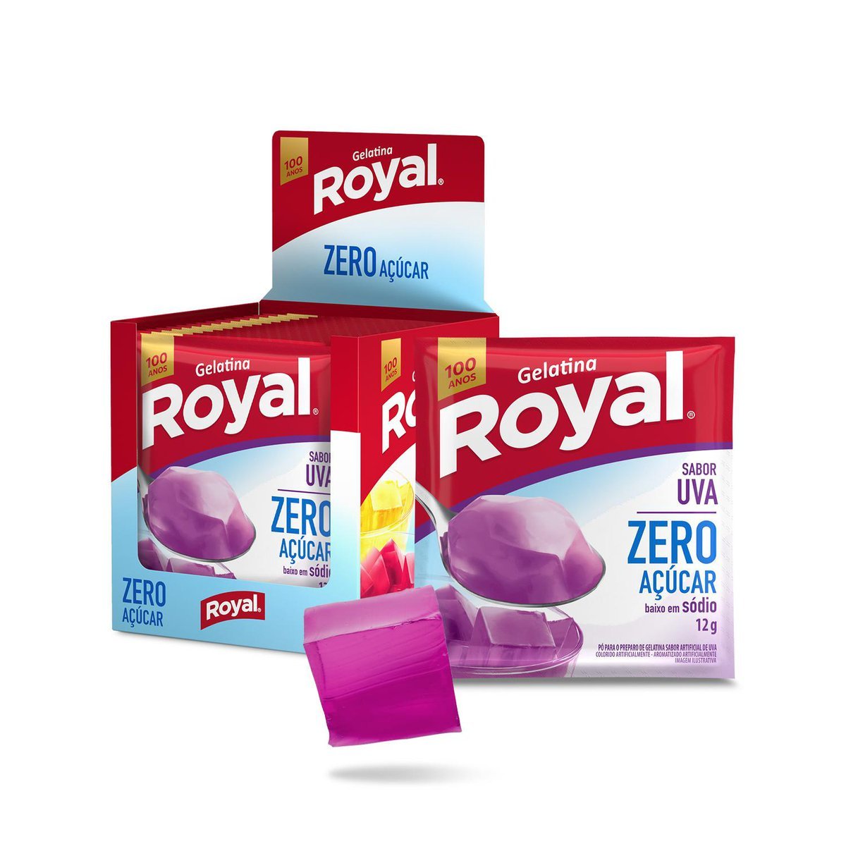 Gelatina Em P Royal Zero Acar Uva Caixa Com 12 Unidades De 12g