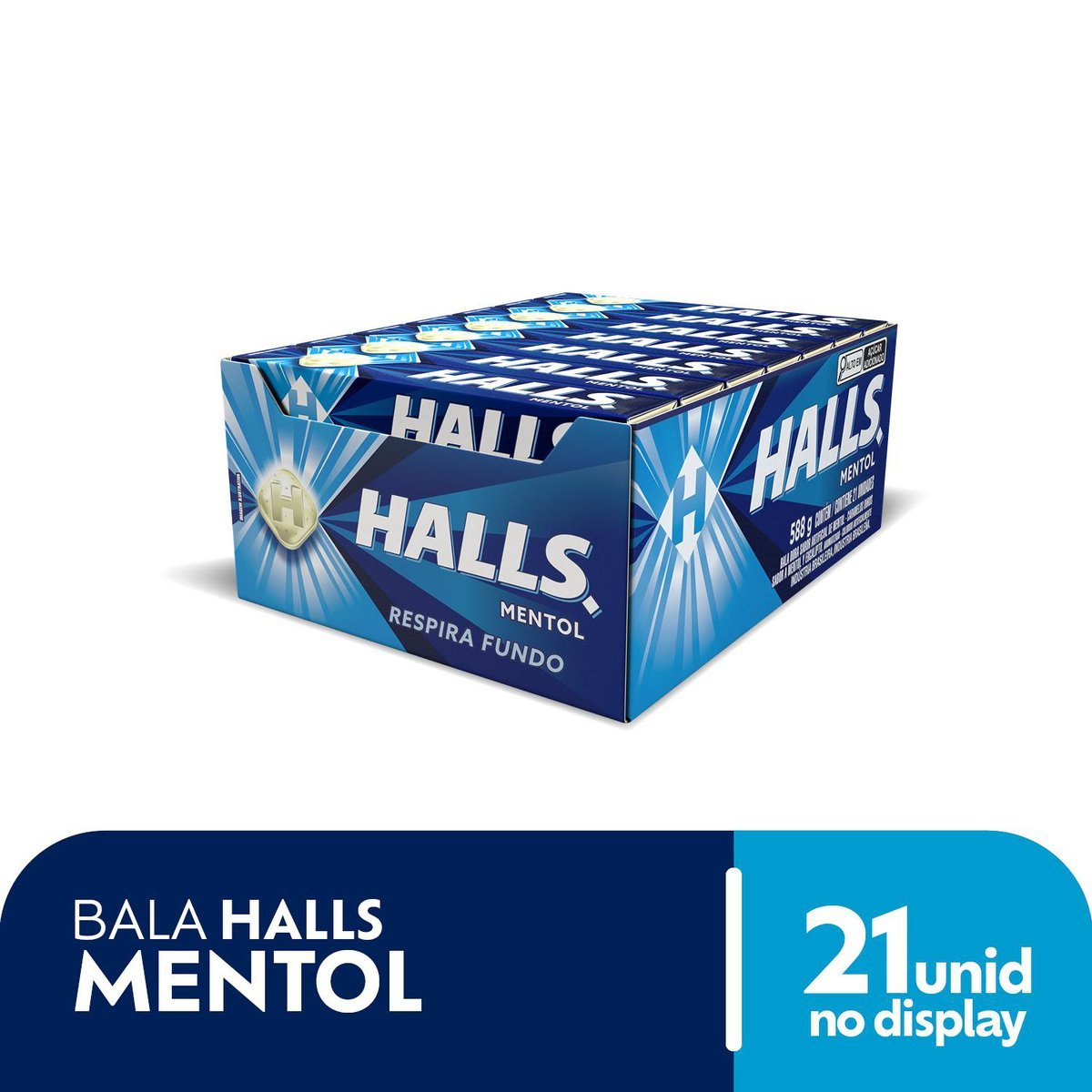 Bala Halls Mentol Caixa Com 21 Unidades De 28g