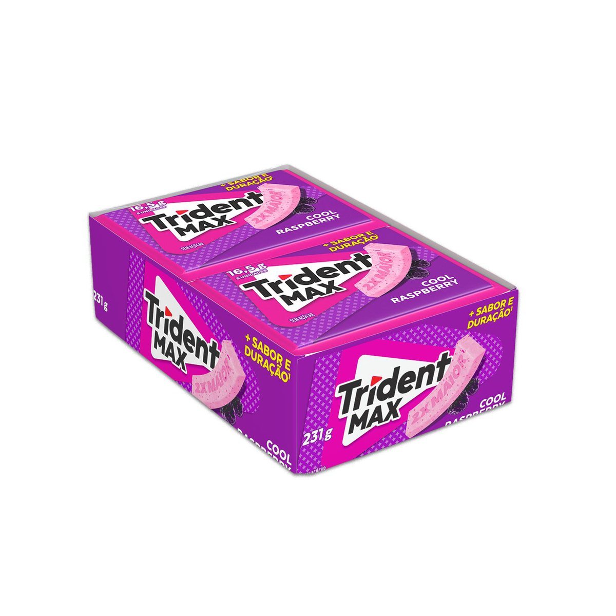 Chiclete Trident Max Raspberry Sem Acar - Caixa com 14 unid. de 16,5g