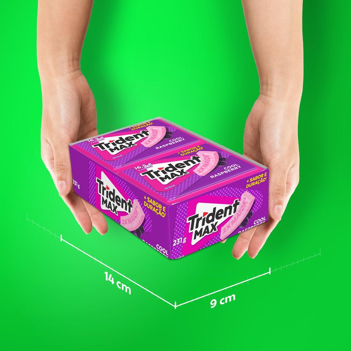 Chiclete Trident Max Raspberry Sem Acar - Caixa com 14 unid. de 16,5g