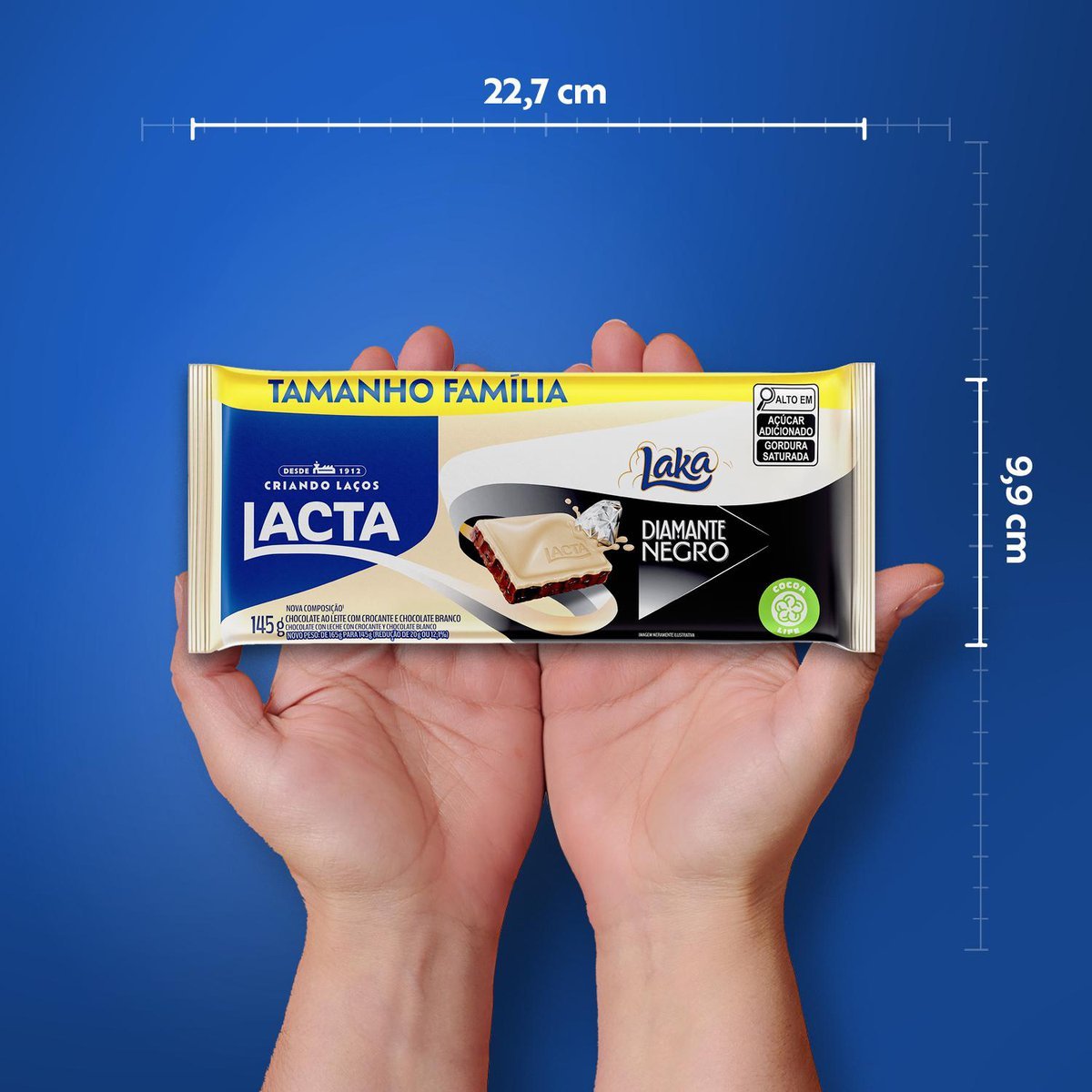 Chocolate Lacta ao leite Diamante Negro Laka 145g