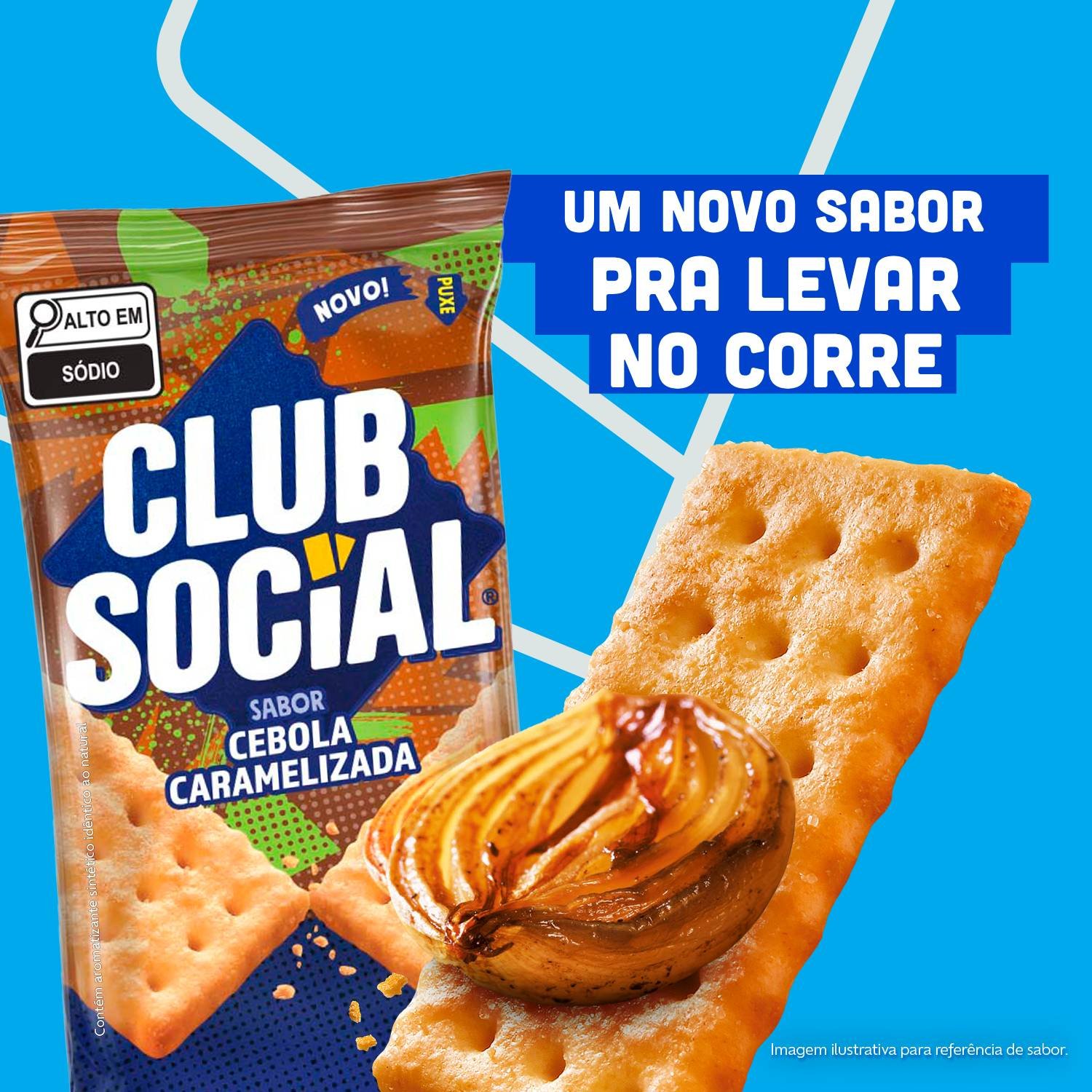Biscoito Salgado Club Social sabor Cebola Caramelizada 141g - display com 6unds