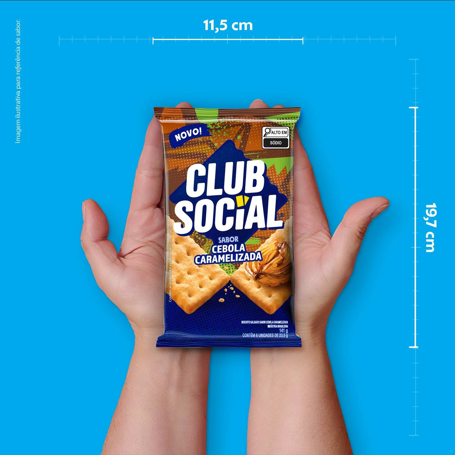Biscoito Salgado Club Social sabor Cebola Caramelizada 141g - display com 6unds