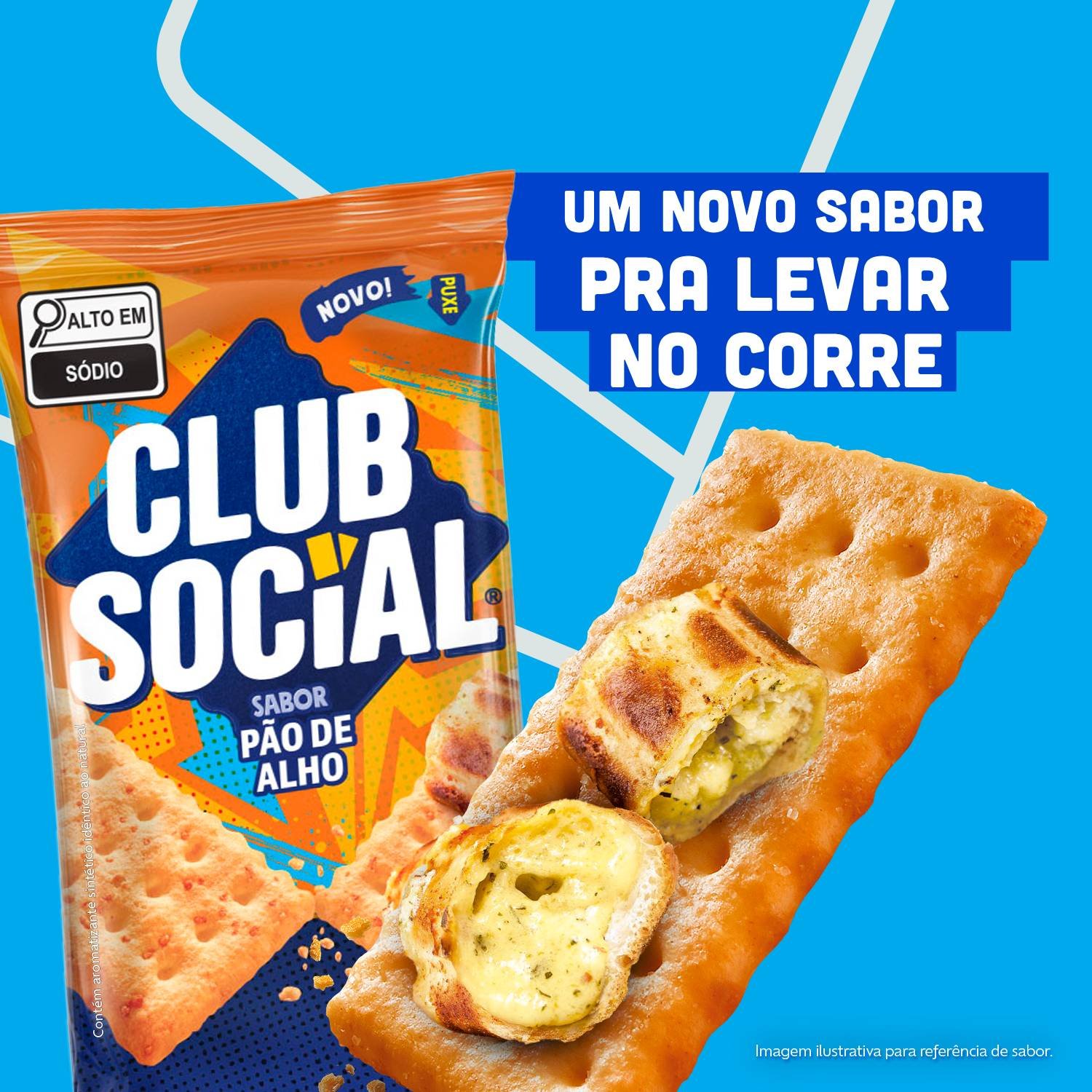 Biscoito Salgado Club Social sabor Po de Alho 141g - display com 6unds