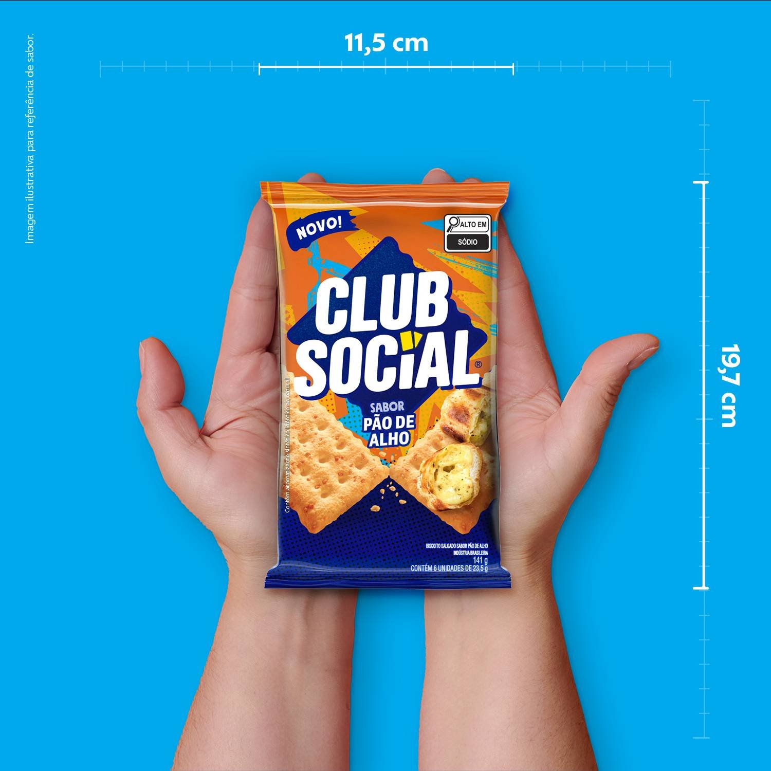 Biscoito Salgado Club Social sabor Po de Alho 141g - display com 6unds