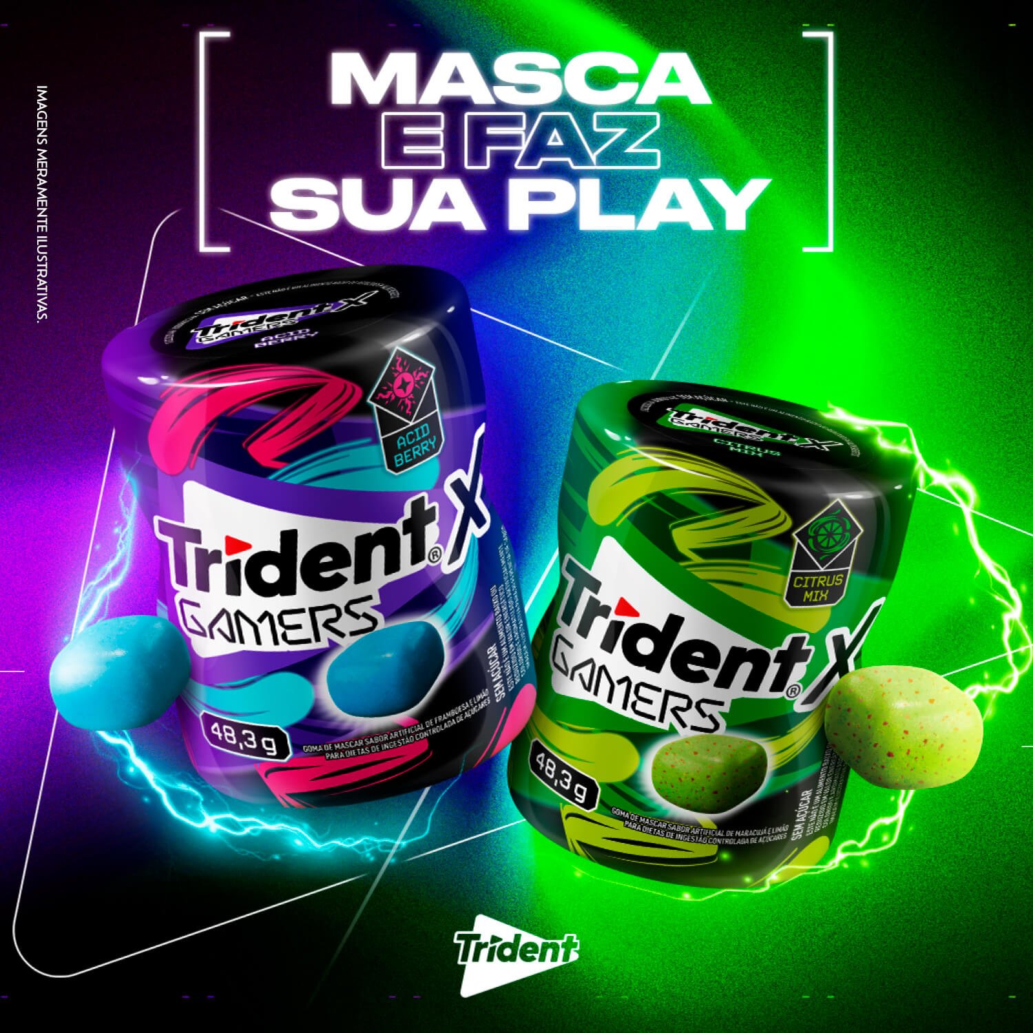 Trident X Gamers Acid Berry - Display Com 6 unidades