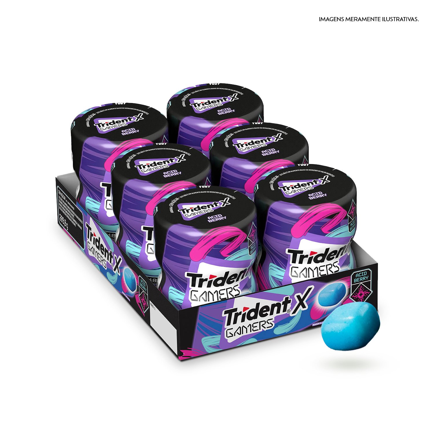 Trident X Gamers Acid Berry - Display Com 6 unidades
