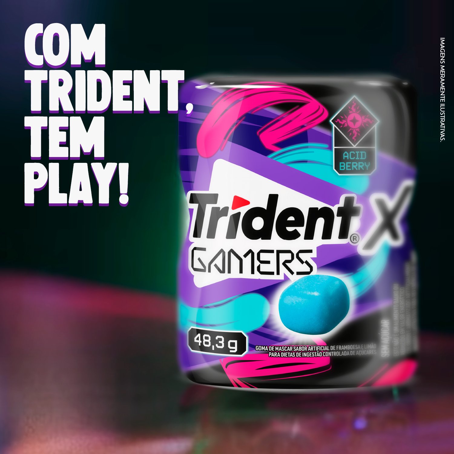 Trident X Gamers Acid Berry - Display Com 6 unidades