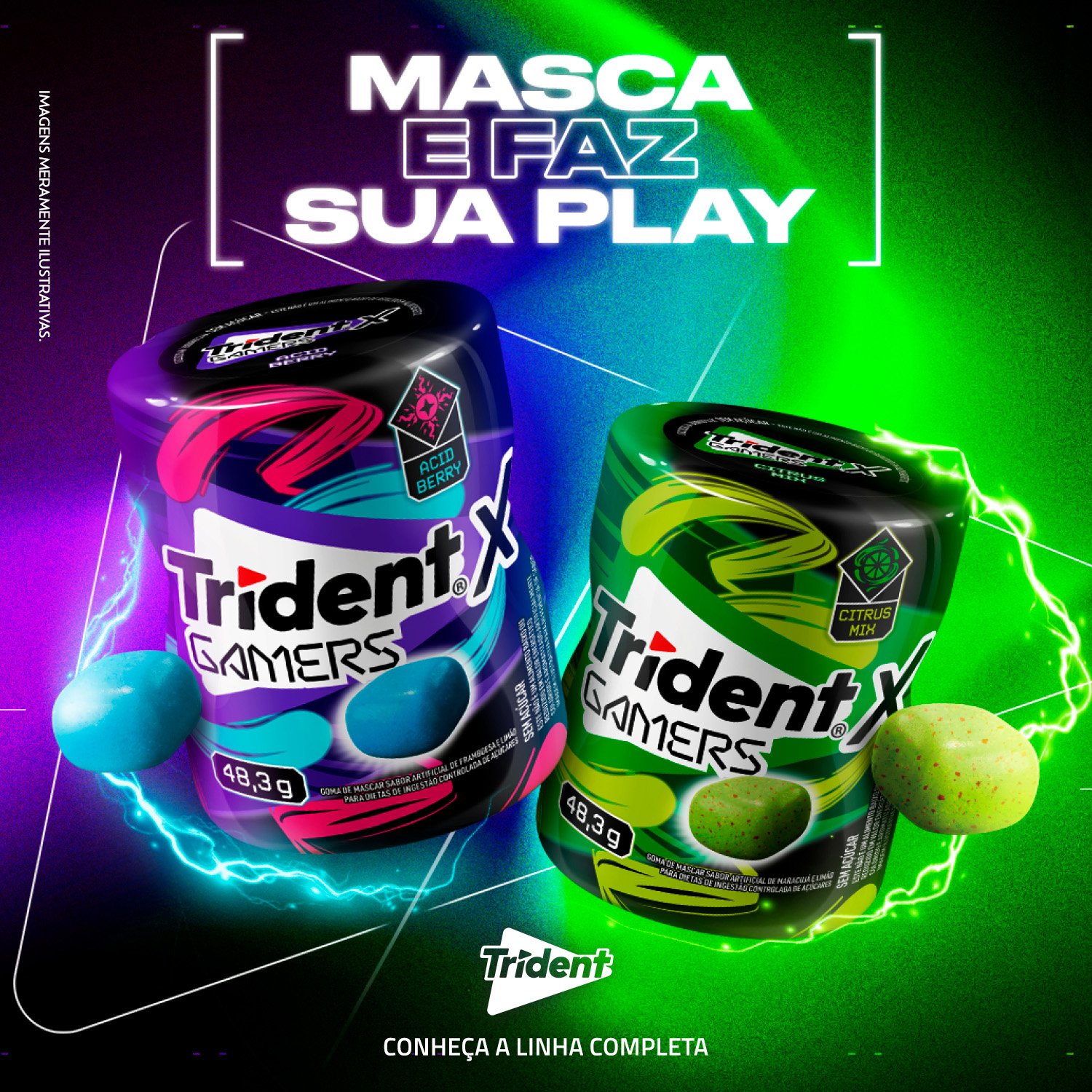 Trident X Gamers Acid Berry - Display Com 6 unidades