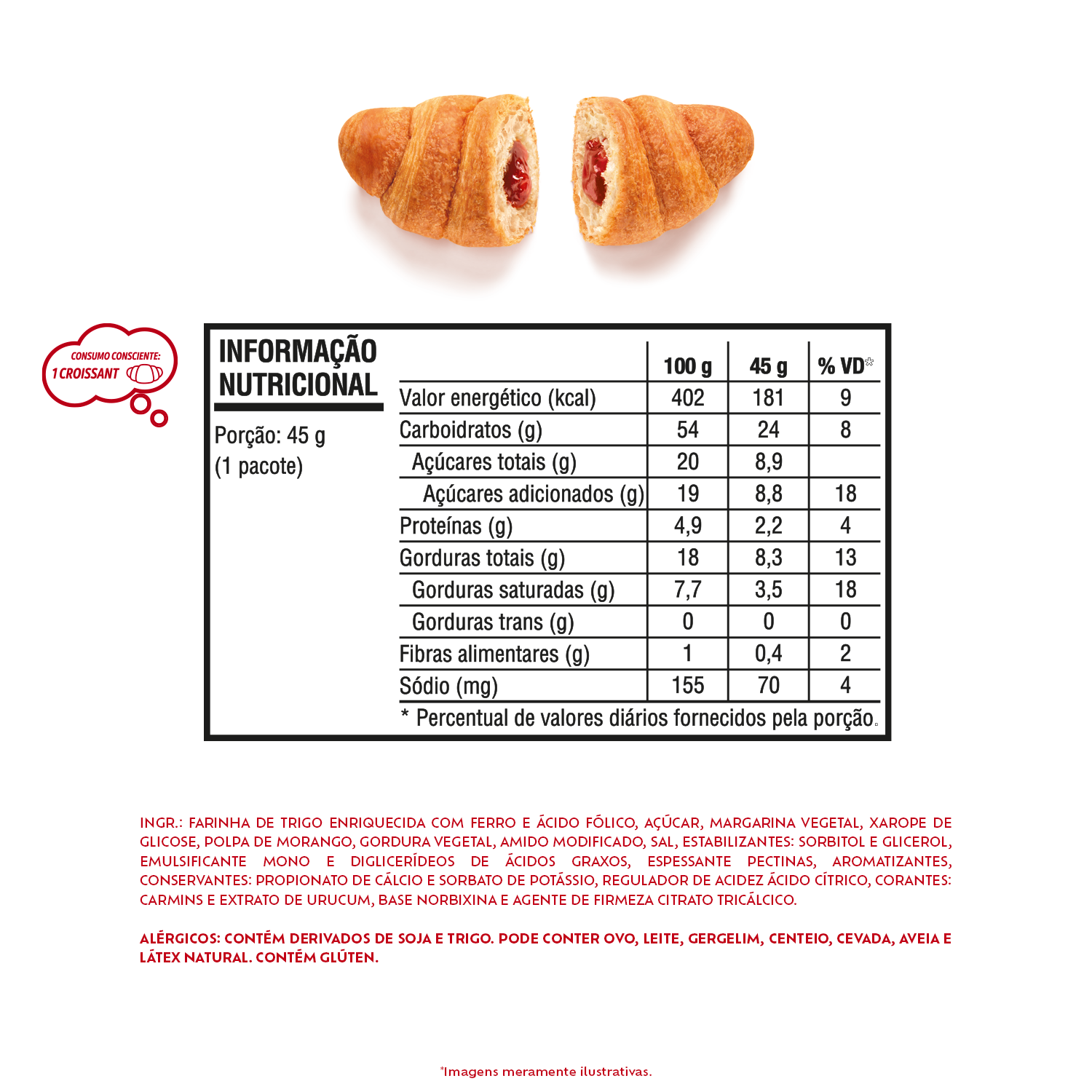 Croissant Morango 7Days - Display com 13 unidades