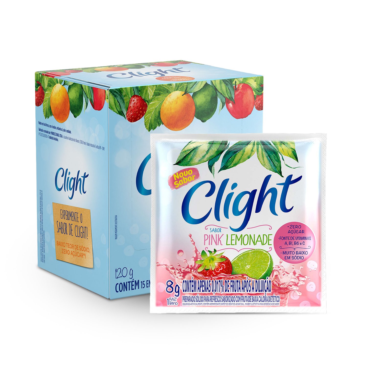 Refresco em P Clight Pink Lemonade Caixa com 15 unidades de 8g