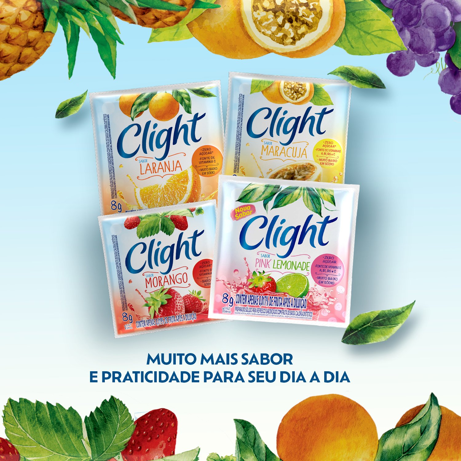 Refresco em P Clight Pink Lemonade Caixa com 15 unidades de 8g