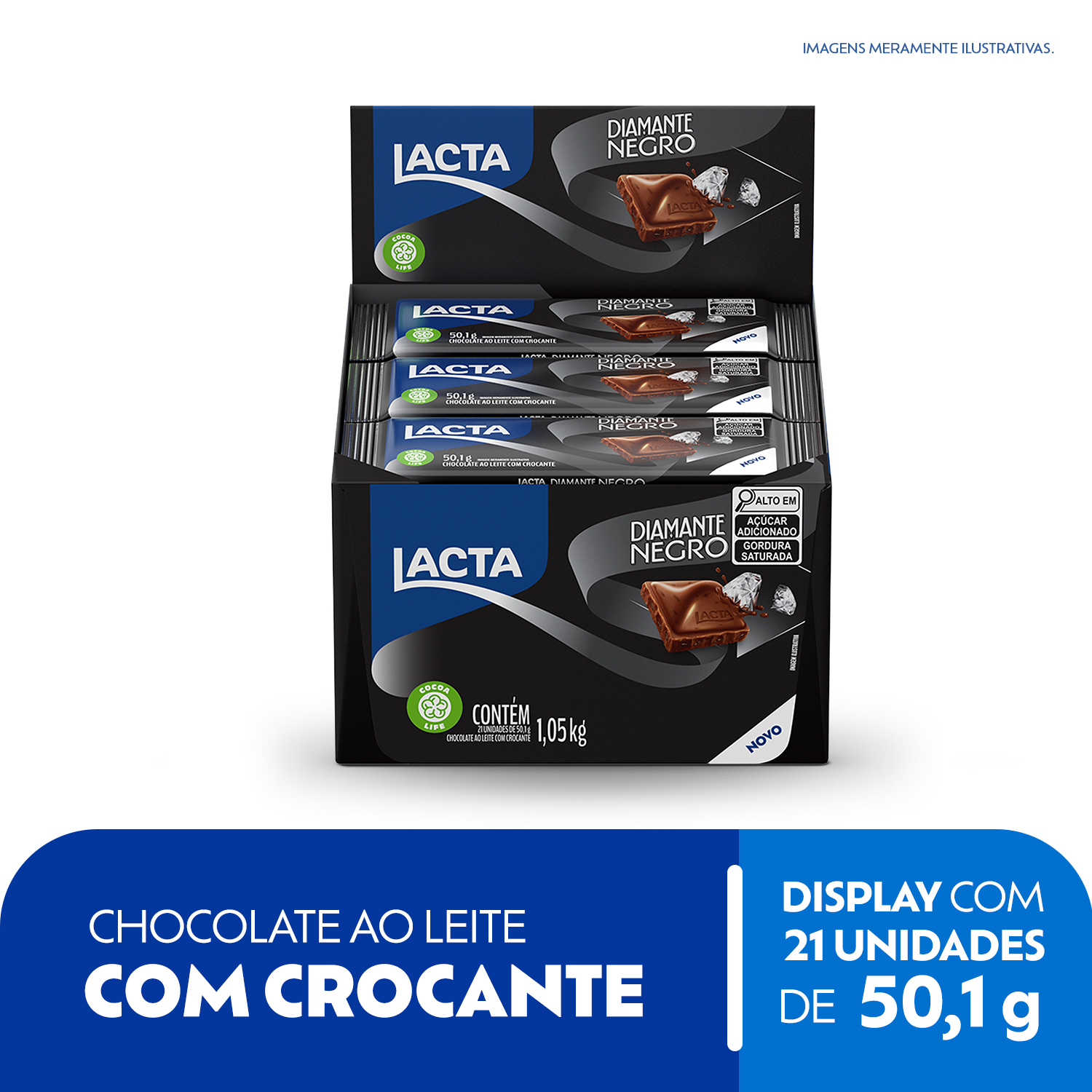 Chocolate Lacta Diamante Negro 50,1g - Display com 21 unidades