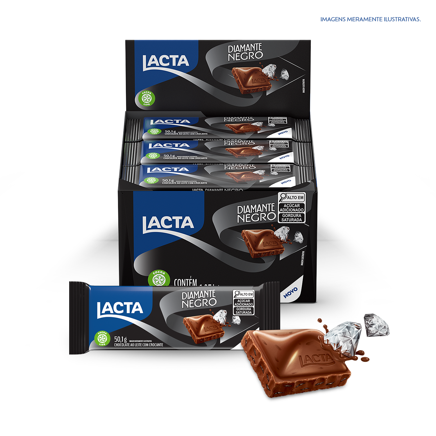 Chocolate Lacta Diamante Negro 50,1g - Display com 21 unidades