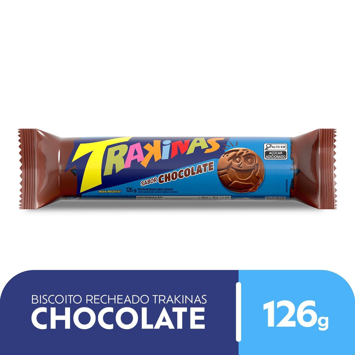 Biscoito recheado Trakinas chocolate 126g