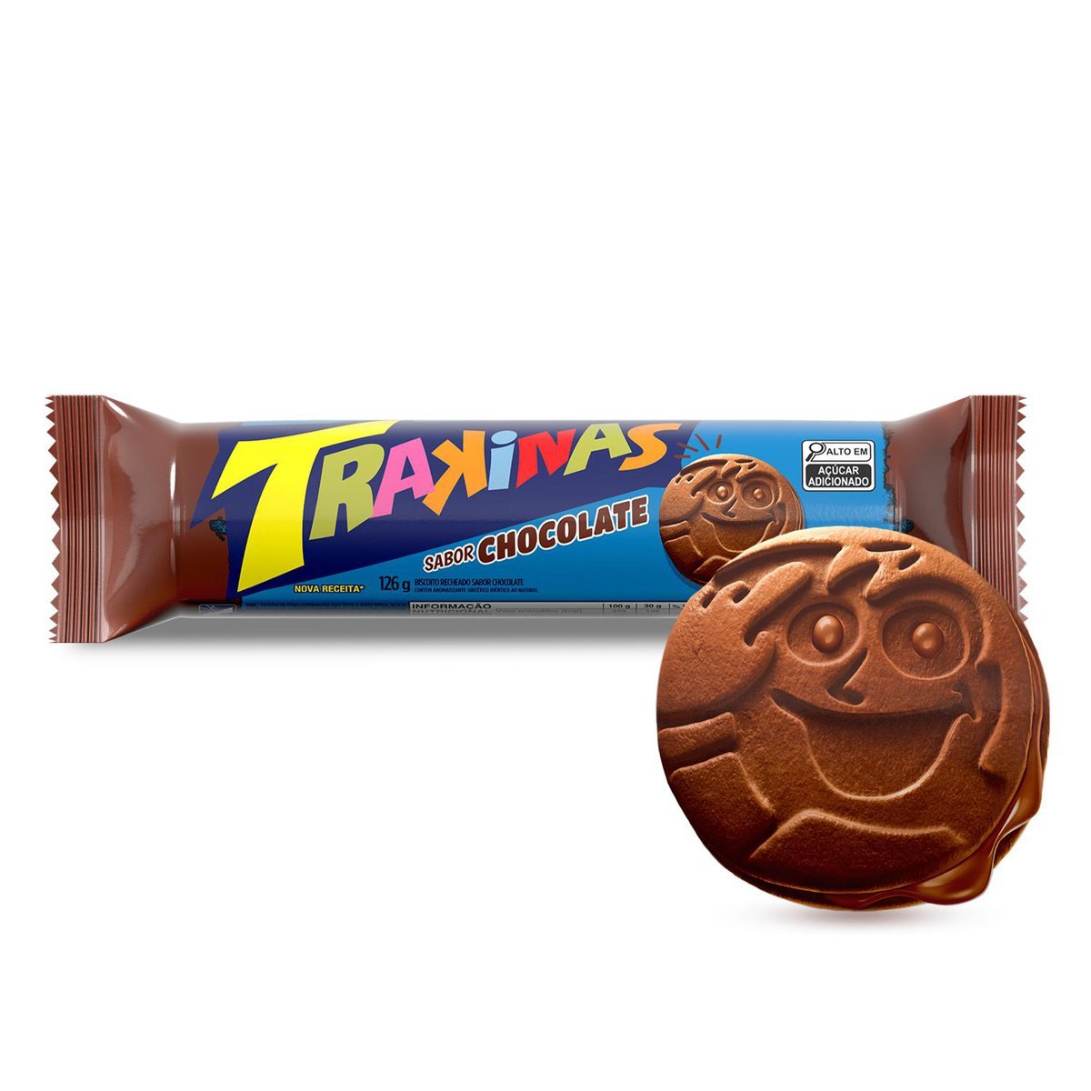 Biscoito recheado Trakinas chocolate 126g