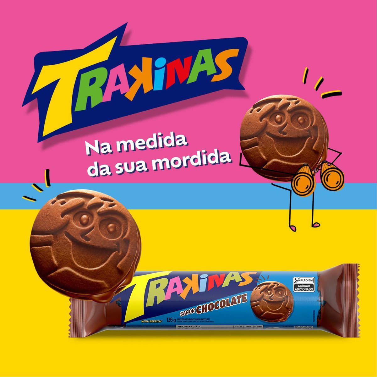 Biscoito recheado Trakinas chocolate 126g