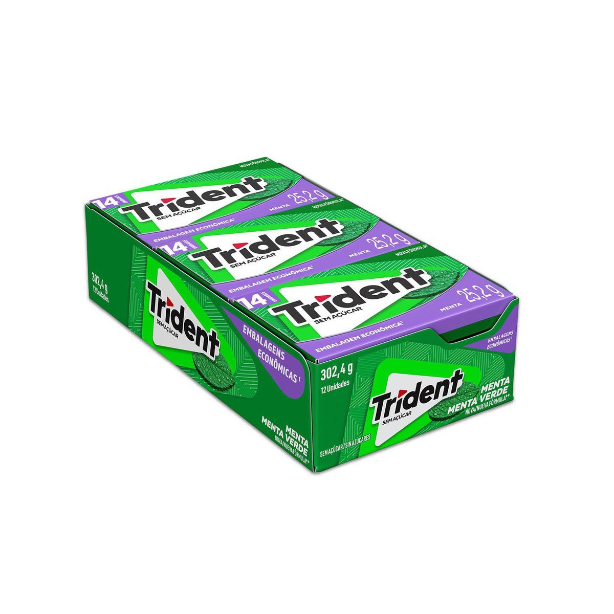 Chiclete Trident Menta Sem Acar - Caixa com 12 unid. de 25,2g