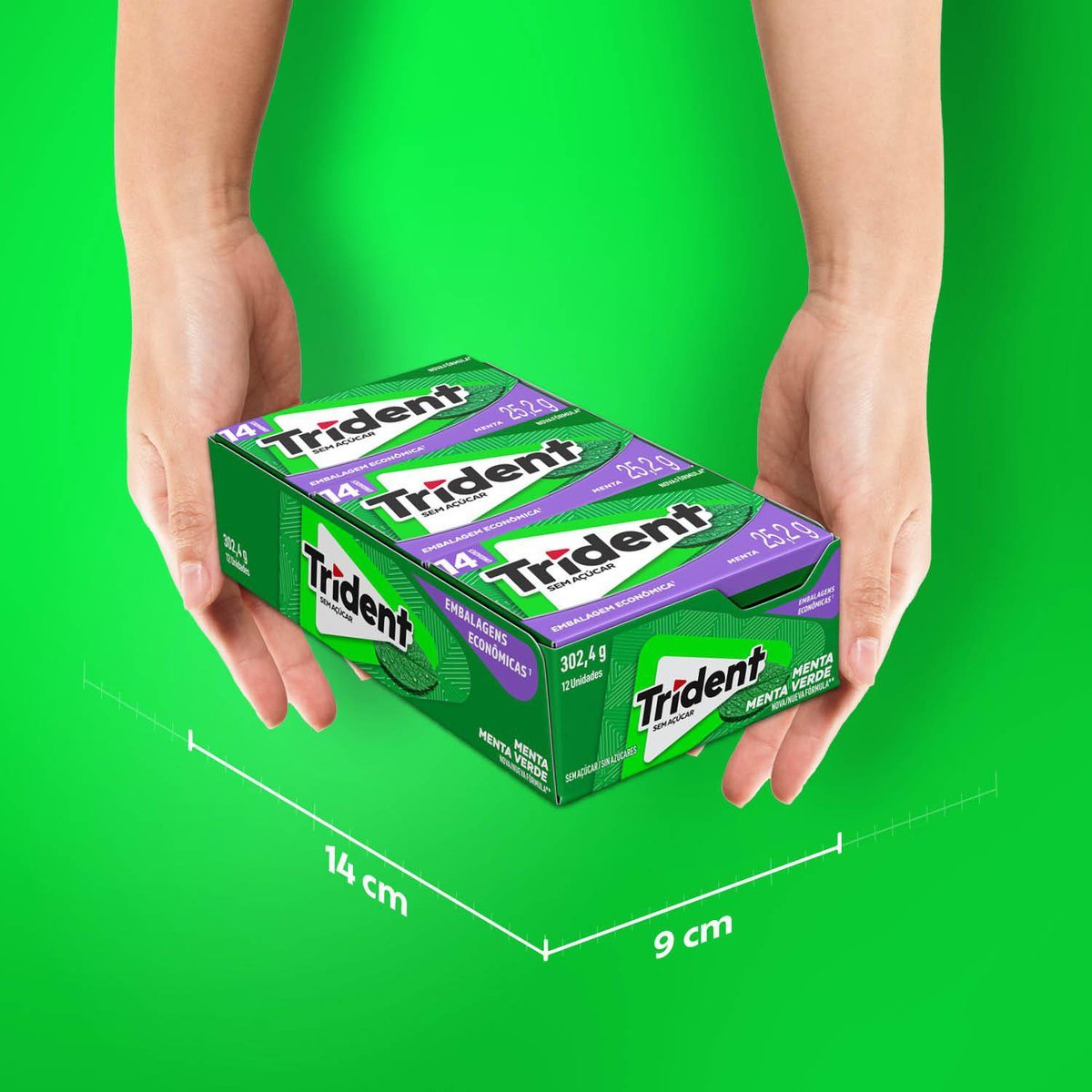Chiclete Trident Menta Sem Acar - Caixa com 12 unid. de 25,2g
