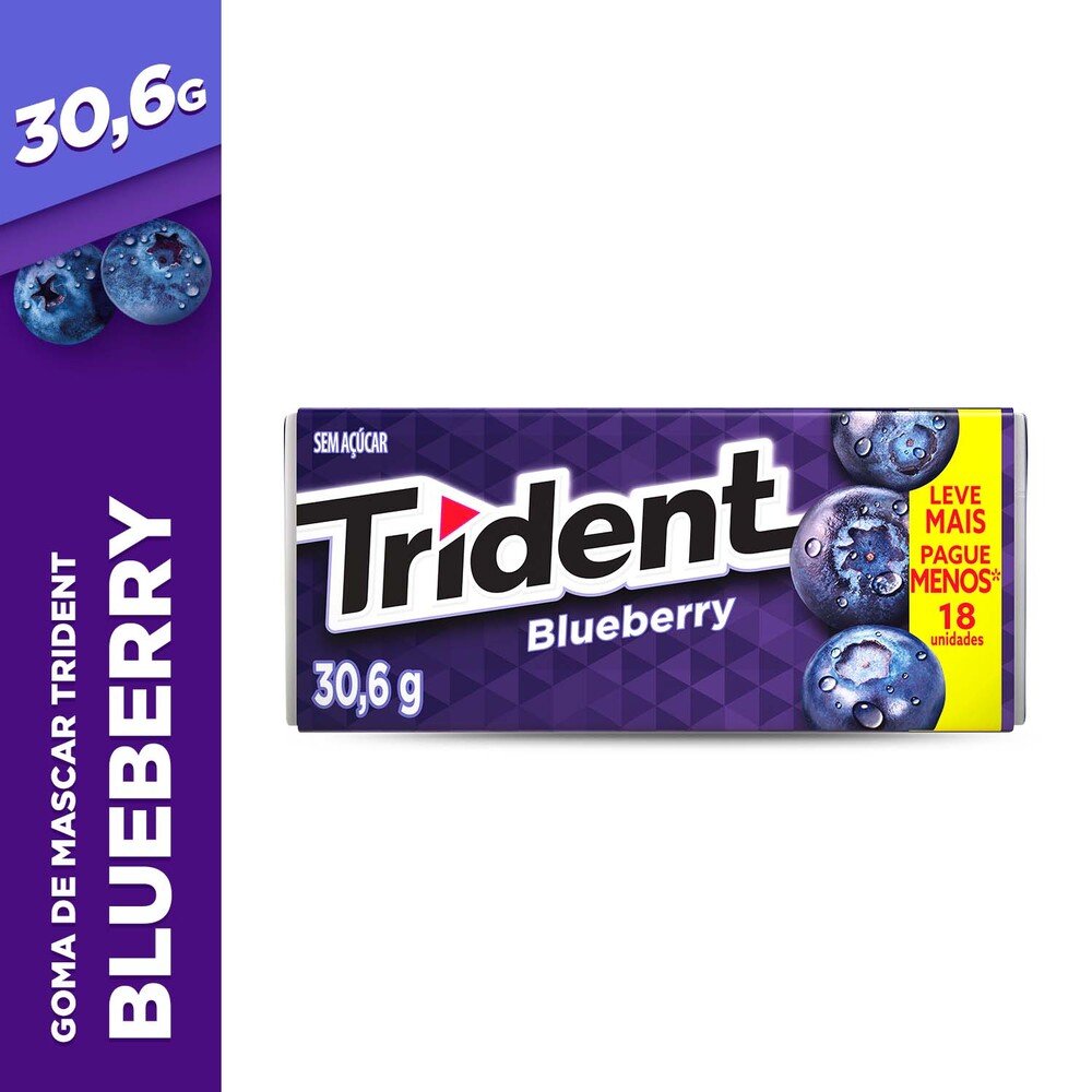 Goma de mascar Trident Blueberry display com 12 unidades de 30,6g