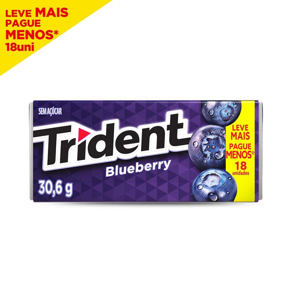 Goma de mascar Trident Blueberry display com 12 unidades de 30,6g