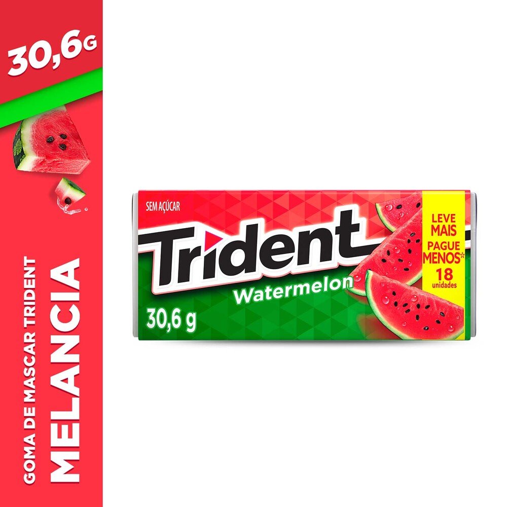 Goma de mascar Trident Watermelon display com 12 unidades de 30,6g