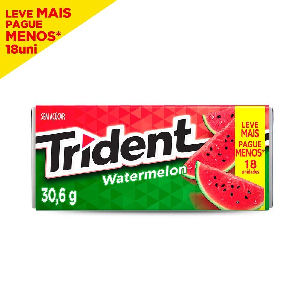 Goma de mascar Trident Watermelon display com 12 unidades de 30,6g