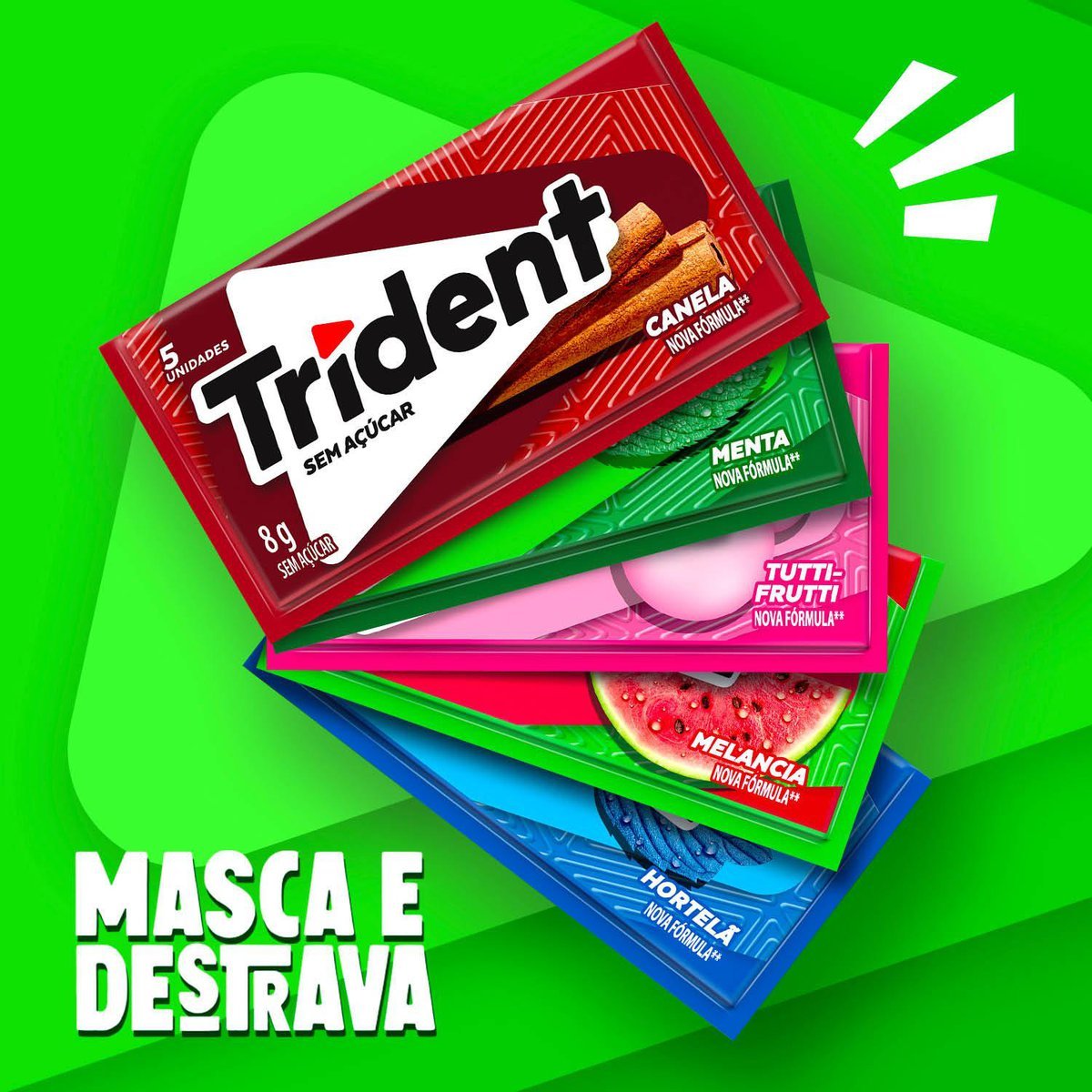 Chiclete Trident Canela Sem Acar - Caixa com 21 unid. de 8g