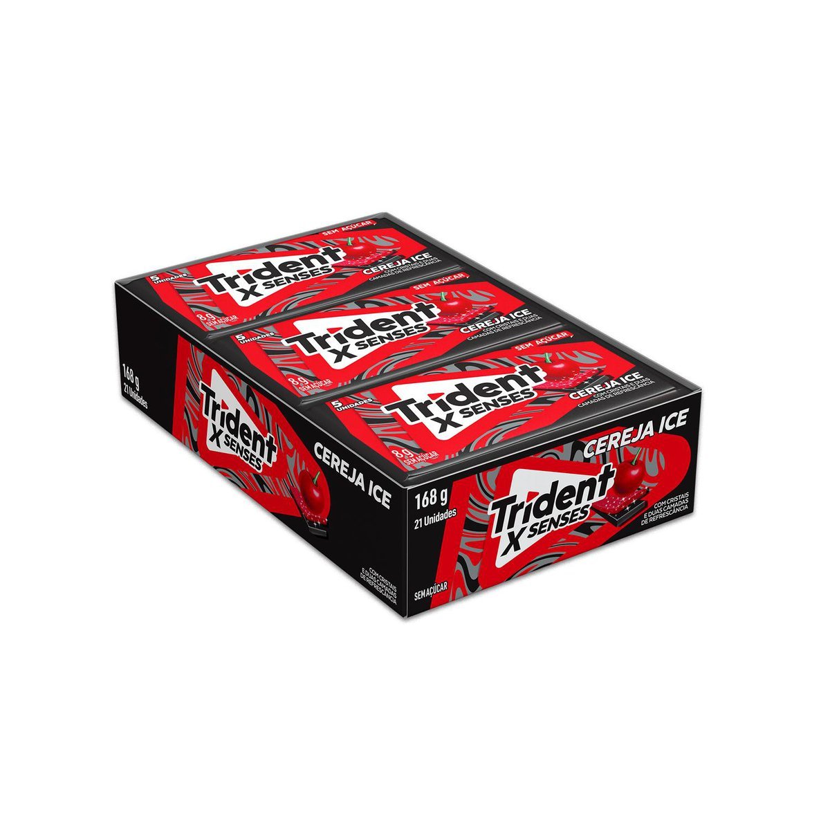 Chiclete Trident XSenses Cereja Sem Acar - Caixa com 21 unid. de 8g