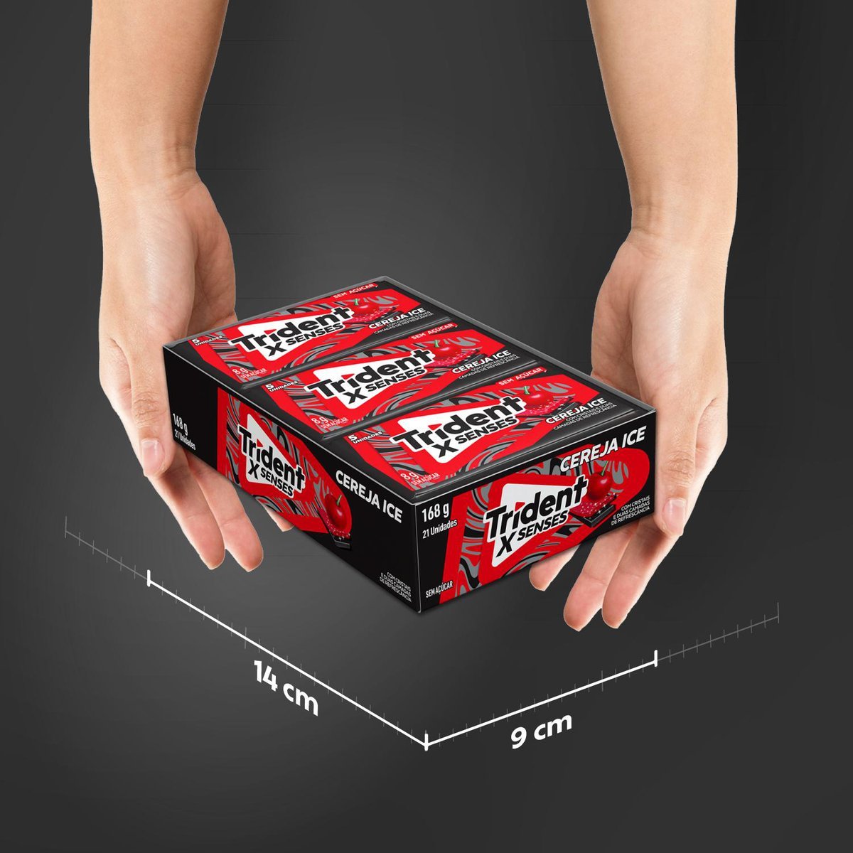 Chiclete Trident XSenses Cereja Sem Acar - Caixa com 21 unid. de 8g