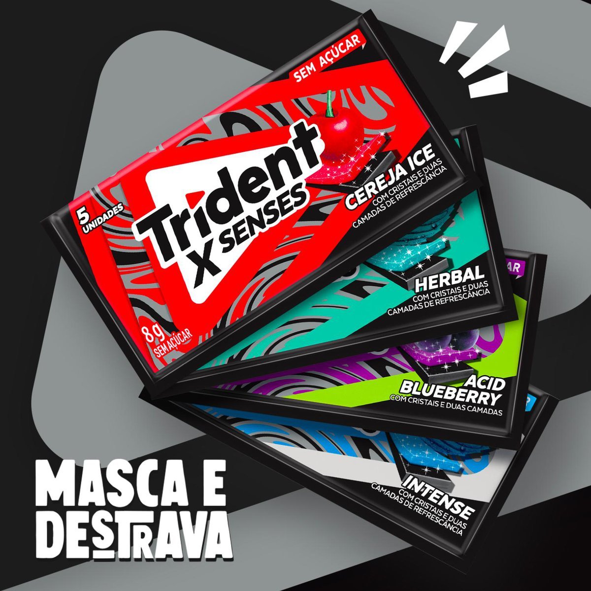 Chiclete Trident XSenses Cereja Sem Acar - Caixa com 21 unid. de 8g