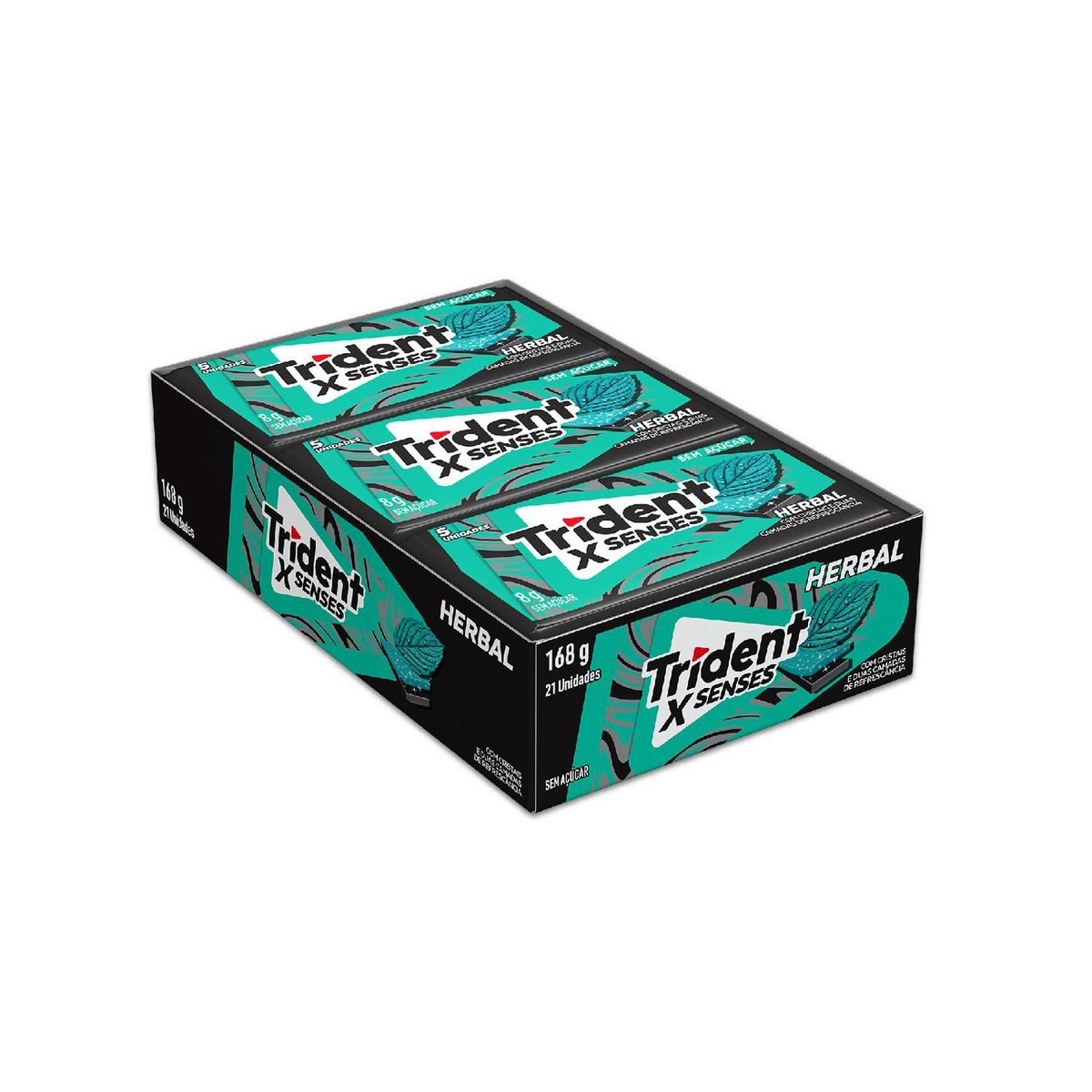 Chiclete Trident XSenses Herbal Sem Acar - Caixa com 21 unid. de 8g